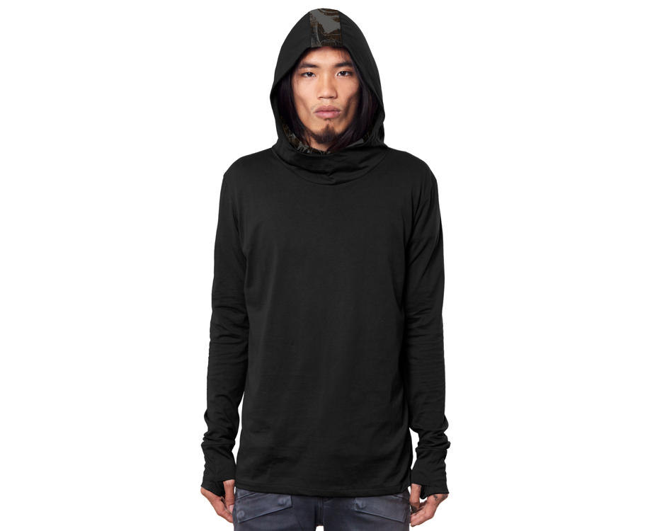 alternative high neck black hoodie